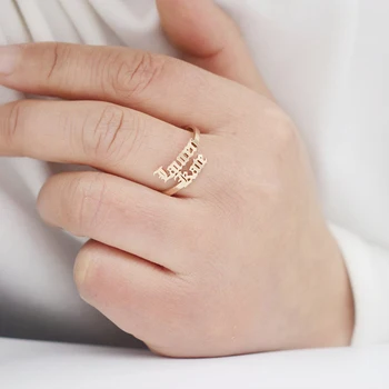 Podesiva Personalizirane Prstenovi od nehrđajućeg čelika Za žene custom Double именное prsten je Pogodan za parove Oznake slova Pločica s imenom Jewe