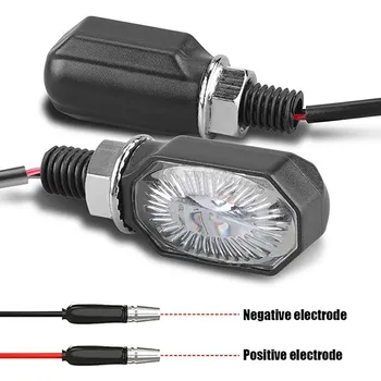 2 kom. Mini-Moto LED Lampica Signala Skretanja Svjetlosni Indikator Dima Leća Мигалка Lampa Янтарно-Crne Boje S Navojem Sučeljem I 2 Žice