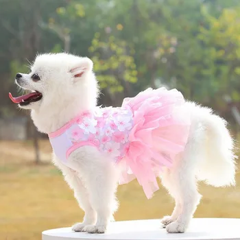 Vjenčanicu za pse Princeza Štene Mačke Veo Haljine na Dan rođenja Godišnja roza odjeća Suknja za pse Slatka suknja za kućne ljubimce