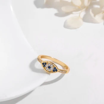Prozirni Cirkon CZ Kamen Plave Zle Oči Prsten za žene Vintage Boho Crystal Puretina Oči Prsten na Prst Ženske Svadbeni nakit