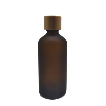 50шт 100 ml mat amber stakla boca s bambusa navojnim poklopcem sa otvorom reduktor eterično ulje