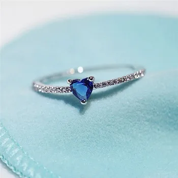 CC Prsten za žene Plava Kubni Cirkonij u obliku srca Jednostavne Modni nakit u Boji ružičastog zlata Prsten Bijoux Femme Izravna dostava CC2359