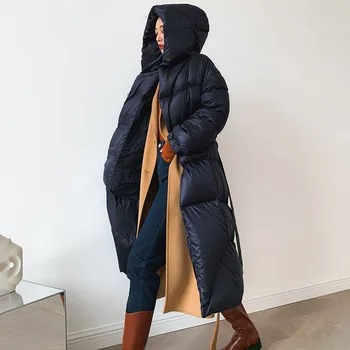Elitni ženska zimska jakna na bijelom утином пуху Dama Elegantan slobodno suptilno apsolutno kaput u stilu Snježnog Polja, debeli topli kaput G156
