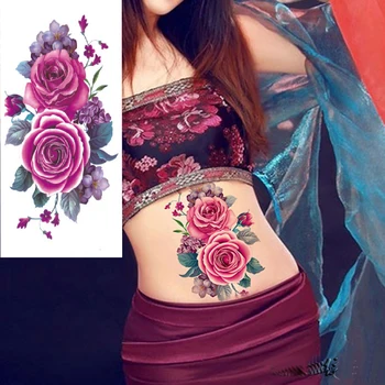 1pc novi Indijski Arapski lažni privremene tetovaže oznaka 3D ljubičasta Ljubičasta ruža cvijeće ruka rame 25 stilova vodootporne djevojka na tijelu