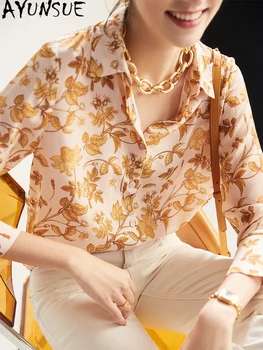 AYUNSUE Kvalitetna ženska majica Svilene košulje Ženski cvijet top Ženski Dugi rukav Elegantne bluze Novi 2021 Blusas Mujer 11