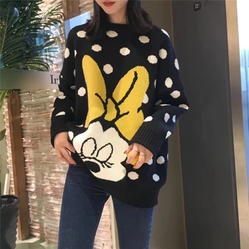 Disney grašak Mickey Mouse Hoodies Jesenski majica Femme Harajuku Slobodan veste Ženski Svakodnevne pulover dugih rukava Majice