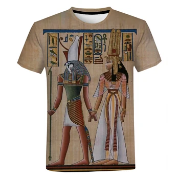 Drevno Crno Egipatska Umjetnost 3D t-Shirt s po cijeloj površini Muški Ženski Moda Svakodnevni Kratkih Rukava Drevni Egipat Klasična Ulica Majica