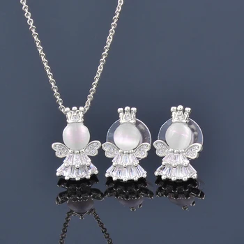 SINLEERY Korejski fin opal anđeo naušnice-roze za žene Ogrlice za žene nakit setovi dama Modni nakit ZD1 SSH