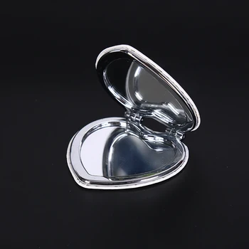 Kružni Trg u obliku srca Bijelo Ručni ogledalo od umjetne kože Kompaktan Prijenosni pregibno klizni kozmetički Donje Mini ogledala Za šminkanje
