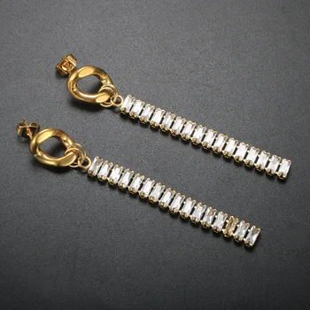 Luksuzni nakit Kit Kvadratnom Cirkon Ogrlica Ogrlica je Sjajna Puni Kamen Narukvica Viseće Naušnice s kristalima Za žene Svadbeni nakit