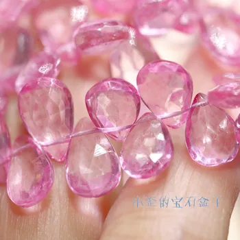 Jednodijelni slobodan perle pink topaz kap izbrušena 7-8 mm za izradu nakita DIY FPPJ prodaja na veliko i kuglice prirodni dragulj