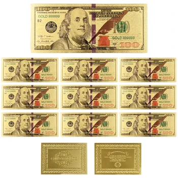 Šarene novčanice od čistog zlata od 100 dolara s 2-treće pozlaćenim 24 Do Novčanice Novčanice Poslovni Poklon pokloni 10 kom./lot