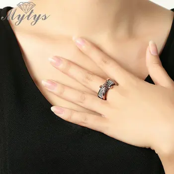 Mytys Krst od ružičastog zlata Crni prsten Utrti Okvira Crystal Modni Prsten za žene 2018 Novi modni ukras u Dvije nijanse Dizajn R1929