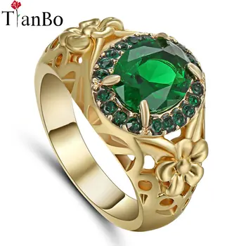 TianBo Ženski Moda Zelena/Prozirna Kristala Prsten Veličine 7 Crna / Bijela / Zlatna Boja Berba Vjenčanje cvjetni Prsten za Žene Moda