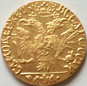 24-каратная позолоченная kopija ruskih zlatnika 1701 godine