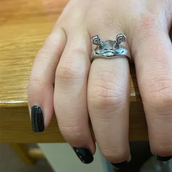 Винтажное prsten s žaba, Otvoreni Prsten, Punk-prsten sa životinjama, Srebrni prsten, Gospodo prsten, Par prstenova, Nakit pribor za muškarce, žene, dar