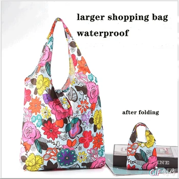 Velika ekološka shopping bag sklopivi torba od poliestera ekološki prihvatljive hrane torbe sklopivi džep torba za Prijenosna torba preko ramena
