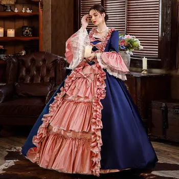 Luksuzno расклешенное loptu haljina u stilu rokokoa sa volanima i vezom u stilu Renesanse, haljina kraljice Viktorijanskog doba/Marie Antoinette Belle