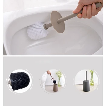 Moderan Dizajn Toaletni Četka S Poklopcem Set Za Čišćenje Wc-a Pribor Za čišćenje Wc Toalet Četka S Crnim Nosačem Za Kupaonicu
