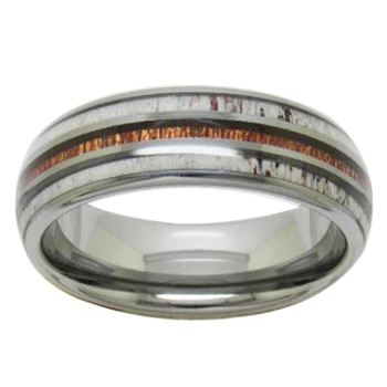 8 mm Srebrni Prsten od volfram karbida za muškarce i žene Vjenčano prstenje iz cijev Viski Дубовое stablo Jelenji rog Inlay Polirane Izravna DOSTAVA