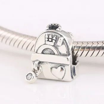 Autentična Srebrna torba za avanturu S925 s dugom od kristala perli, prikladan za narukvice Pandora Narukvica DIY Nakit