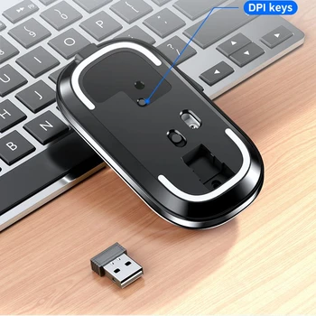 2.4 G Bežična Računalna Bluetooth Miš Tipka za Isključivanje Zvuka, Tiha Miš sa USB-prijemnik Punjiva Miš Za Dom i Ured
