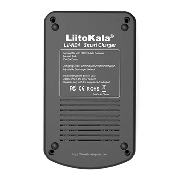LiitoKala Lii-ND4 NiMH/Cd AA AAA Punjač za punjenje Baterija LCD zaslon i Test kapacitet baterije od 9 v Baterije.