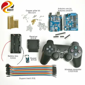 Bežični Komplet za Upravljanje Pametan Радиоуправляемым Robota pomoću navigacijske tipke PS2 Šasije Spremnika S Arduino Uno R3 Motor Štit DIY Igra Playstation