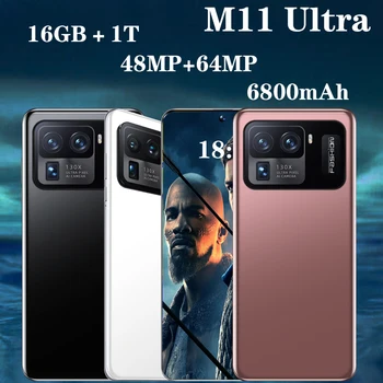 Smartphone 5G M11 Ultra 16 GB 1 T Android 11 Globalna verzija Snapdragon 888 7,3-inčni mobilni telefon 6800 mah Otključavanje mobilnog telefona 4G LTE