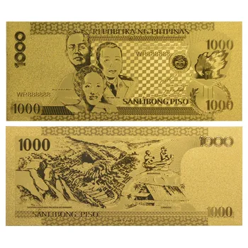 2010 Godine Filipini Novčanica Od 1000 Пизо Позолоченная