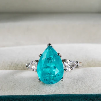 Cellacity Klasični prsten od 925 sterling srebra za žene luksuzni oblik kapljice vode параиба turmalin dragulji fin nakit