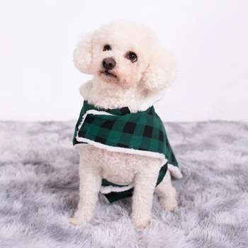 Kapute za pse i mačke Jesensko-zimska odjeća za kućne ljubimce Mala Prosječna Britanska klasična odjeća za pse Pas s kapuljačom Toplo baršun jakna iz janje