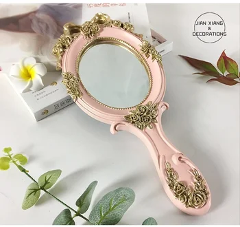 3 Stila Slatka Kreativna Berba Ručni Ogledalo Za Šminkanje Ogledalo za ispraznost Prijenosni Kozmetičko Ogledalo s ručkom za poklon