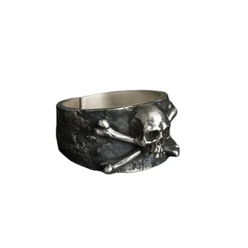 Prsten za muški Retro Ličnosti Ohol Rock Pirate Lubanja s reljefni Otvoreni Prsten Gothic Punk Nakit Poklon jahač