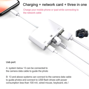 100/1000 M 3 u 1 USB-Priključni Kabel Za iPhone iPad iPod USB Priključak Mrežni Kabel Adaptera Ethernet Kabele Luka