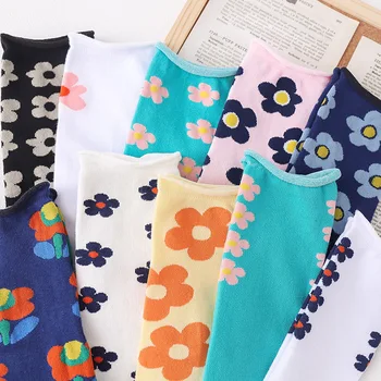 Čarape za roditelje i djecu Jesensko-zimske Nove Čarape s malim cvjetnim cijevi Ženske slatke pamučne čarape Prozračna Čarape za bebe