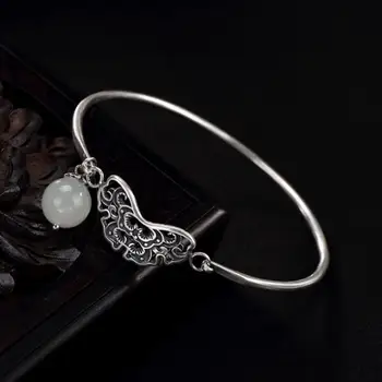 Originalni dizajn prirodni Хетиан jade dragon leptir navoj zanat narukvica Kina klasicni jednostavan luksuzni šarm ženski brand srebrni nakit