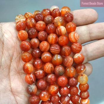 Prirodne Cut-Crveni Prugasti Agatha Perle od Oniksa Okrugli Slobodan Perle Za Izradu nakita DIY Naušnice, narukvice 15