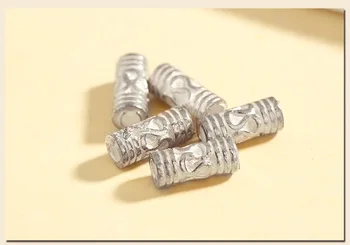 2 komada 925 Sterling Srebra Urezana Cijevi Razuporne Perle 5x10 mm Ručni Rad S Velikim Otvorom Šarm Srebrne Perle DIY Nakit Ženske Narukvice