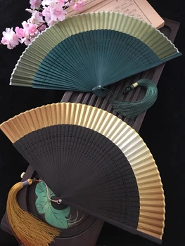 Edo Japanski Stil Japanski Stil Sklopivi Navijač Kimono Ventilator Od Prirodne Svile Ženski Ventilator Mali Cvijet Klesanog Gradijent Prazan Navijač Zlatni