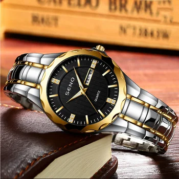 Gospodo ultra-tanki poslovne modni satovi s dvostrukim kalendarom na metalnom vrpcu sportske kvarcni ručni satovi luksuzni satovi za muškarce poklon sat