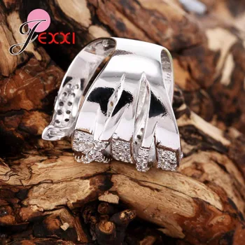 Vjenčano prstenje od 925 sterling srebra Prsten Za žene Transparentno CZ Austrijski Kristal Inlay Utrti Nakit za dame Gospodo Darove na party