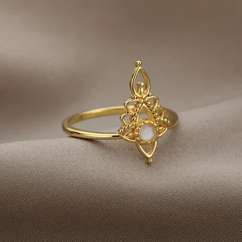 Vintage Prsten s опалом za žene Zlatni prstenovi od nehrđajućeg čelika Pribor za svadbene zurke Najbolji prijatelji Nakit Darove Trend donje prsten