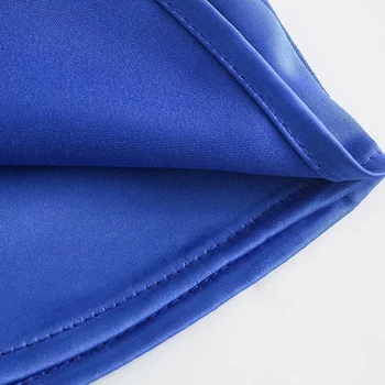 XEASY 2021 Ženske plave špageti s otvorenim leđima плиссированное mini haljinu Ženske vintage chic asimetrične haljine sa подолом Donje haljina bez rukava