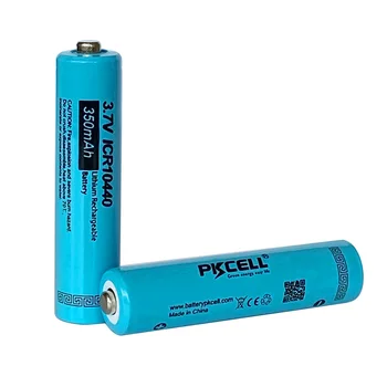 2 kom. PKCELL 10440 Baterija 3.7 350 mah ICR 10440 AAA Litij baterija baterija baterija baterija Baterija Li-ion Baterije Bateria Baterias gumb na vrhu