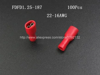 100x 22-16AWG FDFD1.25-187 Crvena ženski izdvojeni priključak обжимных priključke lopate