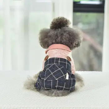 Jesensko-zimski Kombinezon za pse Modni kariranih tijelo, Topli kaput za male srednje velike pse Odjeća za kućne ljubimce Udoban odijelo