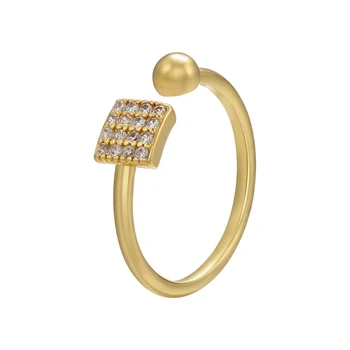 ZHUKOU zlato srebro boja Okrugli Kvadrat Otvoreni Prsten za žene Kubni cirkonij Kreativna Jednostavan prsten Trend Nakit veleprodaja VJ255