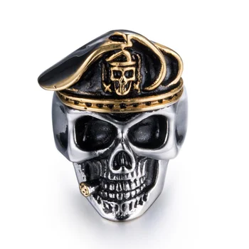 Trendi modni ohol офицерский uzima prsten s lubanjom za muškarce klasicni gothic punk, hip-hop i rock pribor nakit darove na Noć vještica