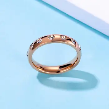 TAKNITE Modni Prsten od nehrđajućeg čelika boja ružičastog zlata s ljubavlju za žene i muškarce, Par prstenova s kristalima CZ, Luksuzni nakit, Vjenčani dar
